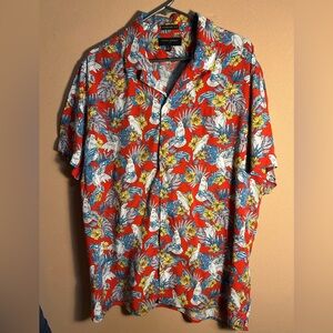 Banana Republic Tropical Parrot Print Men's Shirt Large